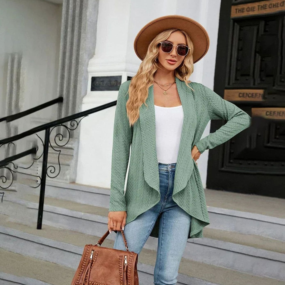 Sylvie - Cardigan Élégant Long Torsadé