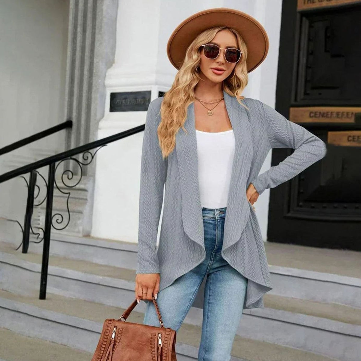 Sylvie - Cardigan Élégant Long Torsadé