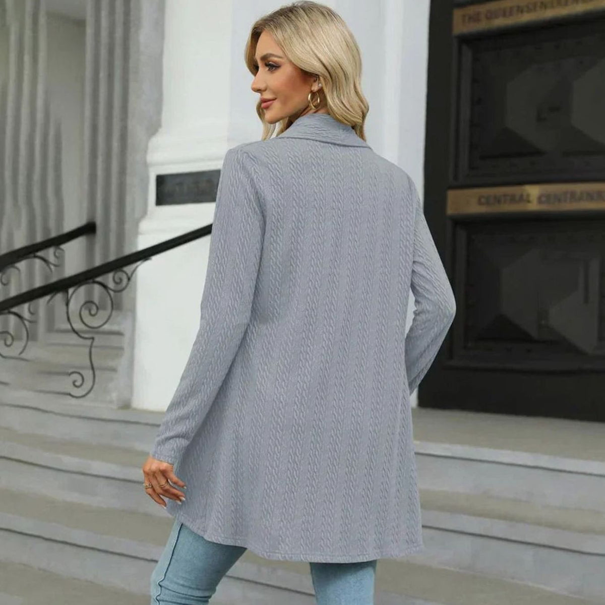 Sylvie - Cardigan Élégant Long Torsadé