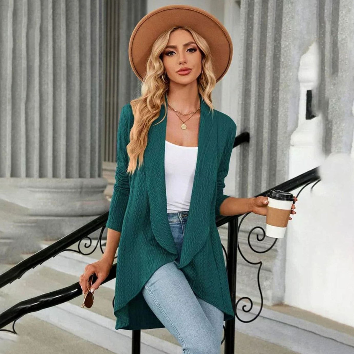Sylvie - Cardigan Élégant Long Torsadé