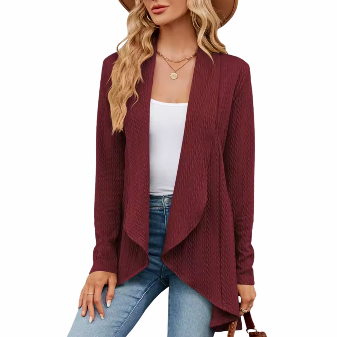 Sylvie - Cardigan Élégant Long Torsadé