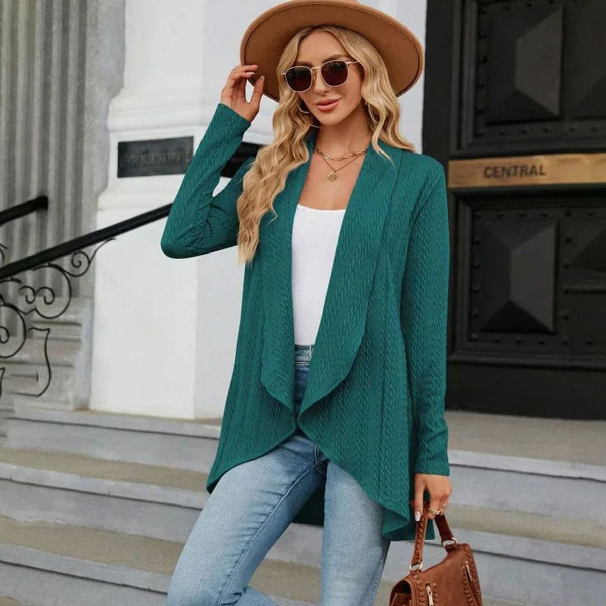 Sylvie - Cardigan Élégant Long Torsadé