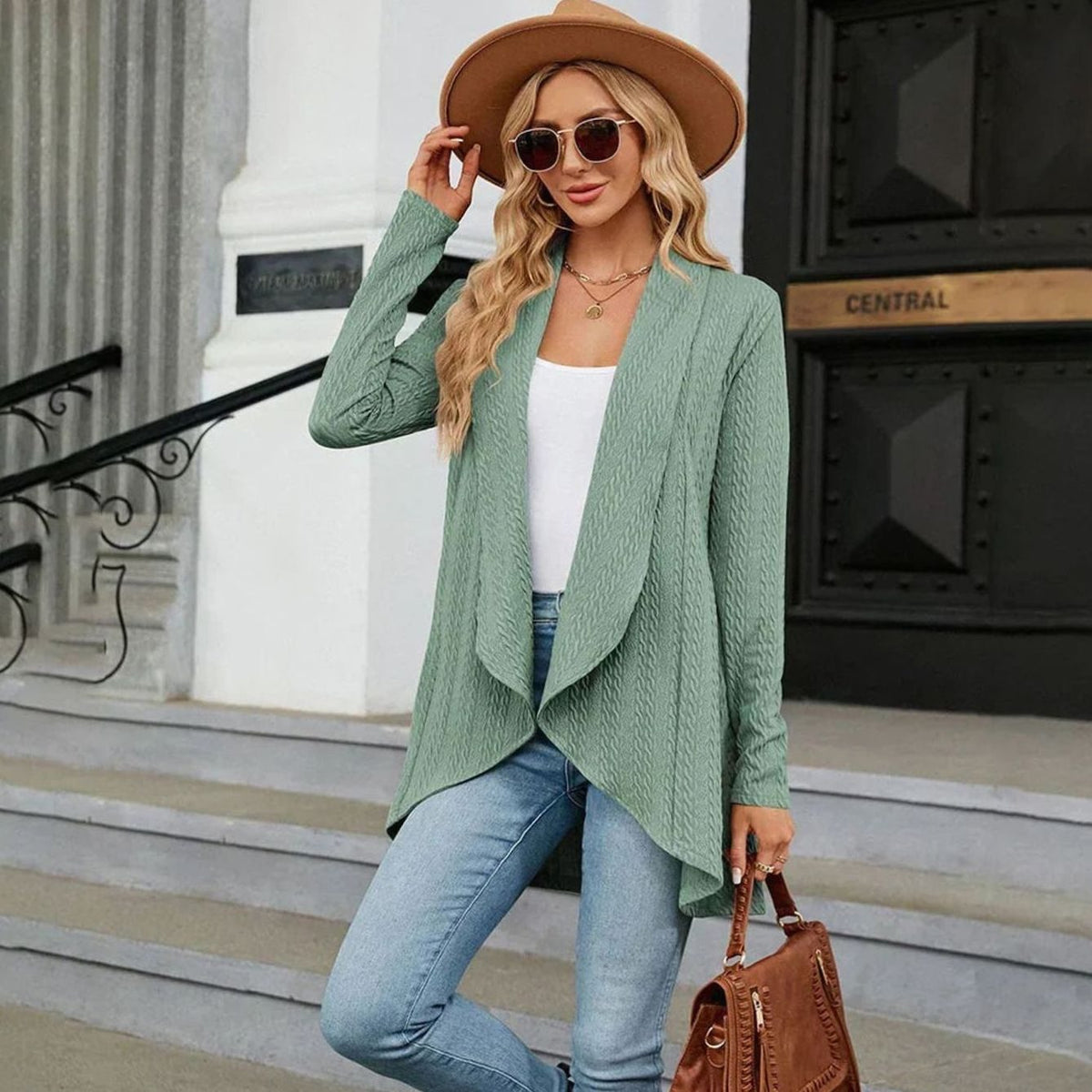 Sylvie - Cardigan Élégant Long Torsadé