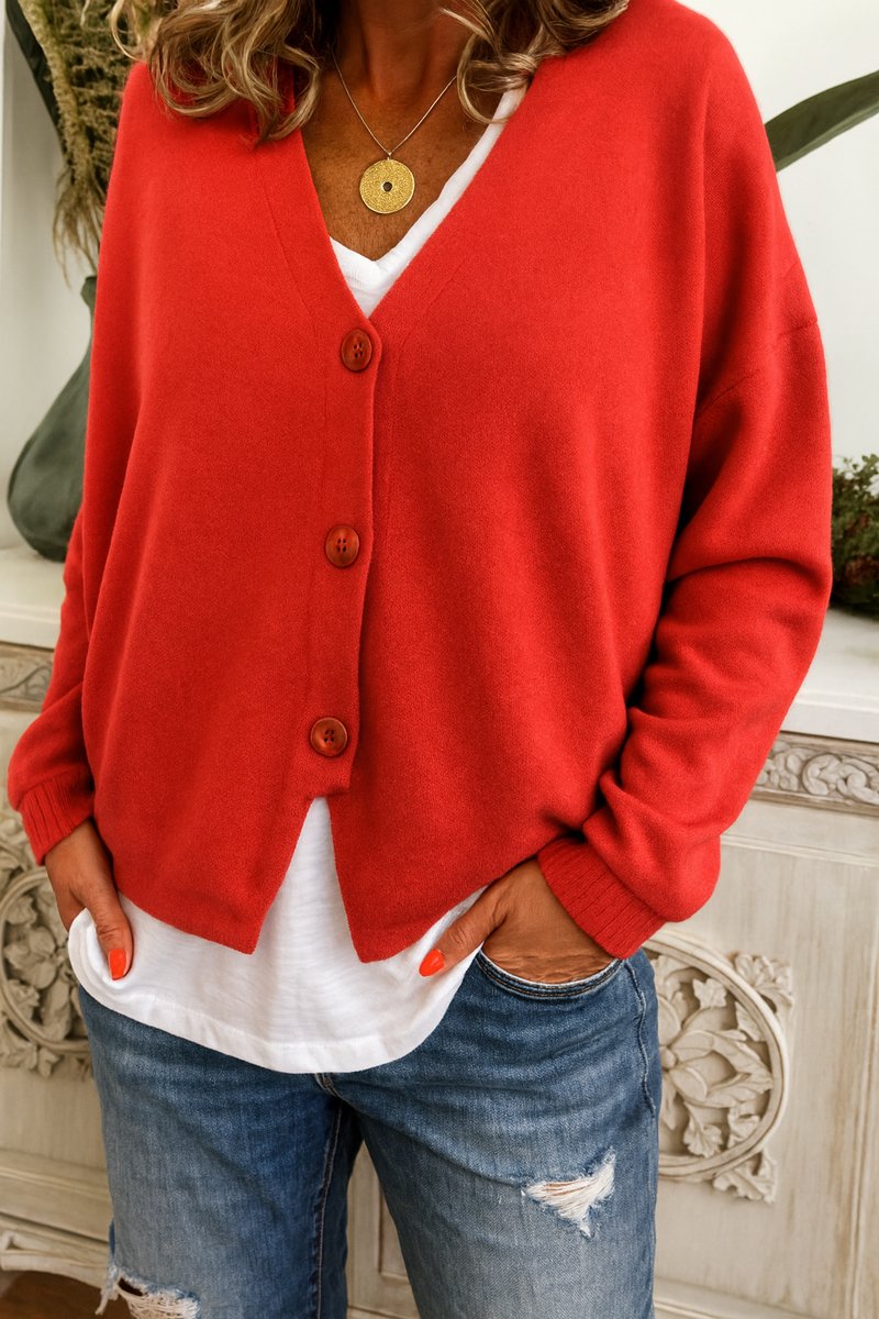 Priya - Cardigan Élégant Oversize Col V