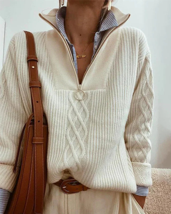 Lucienne – Pull Chaud Avec Col Montant Et Fermeture Éclair Pour Plus De Confort
