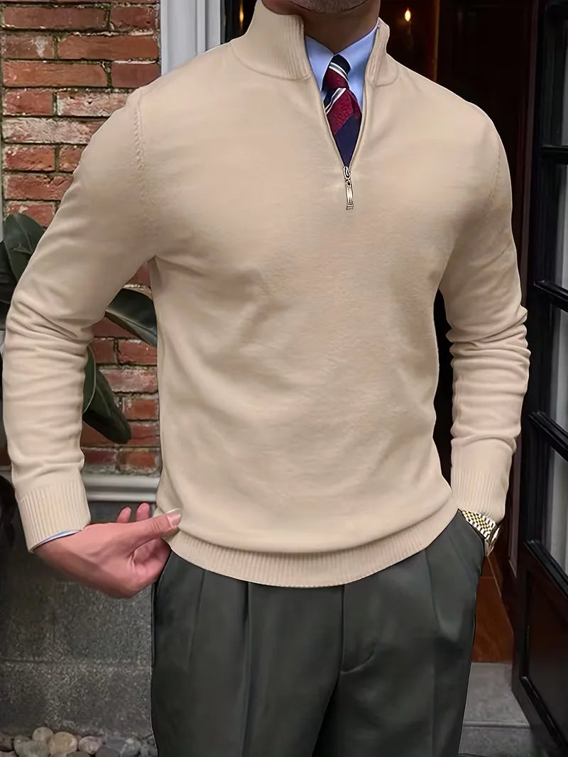 Thomas - Pull Élégant Col Montant Zippé