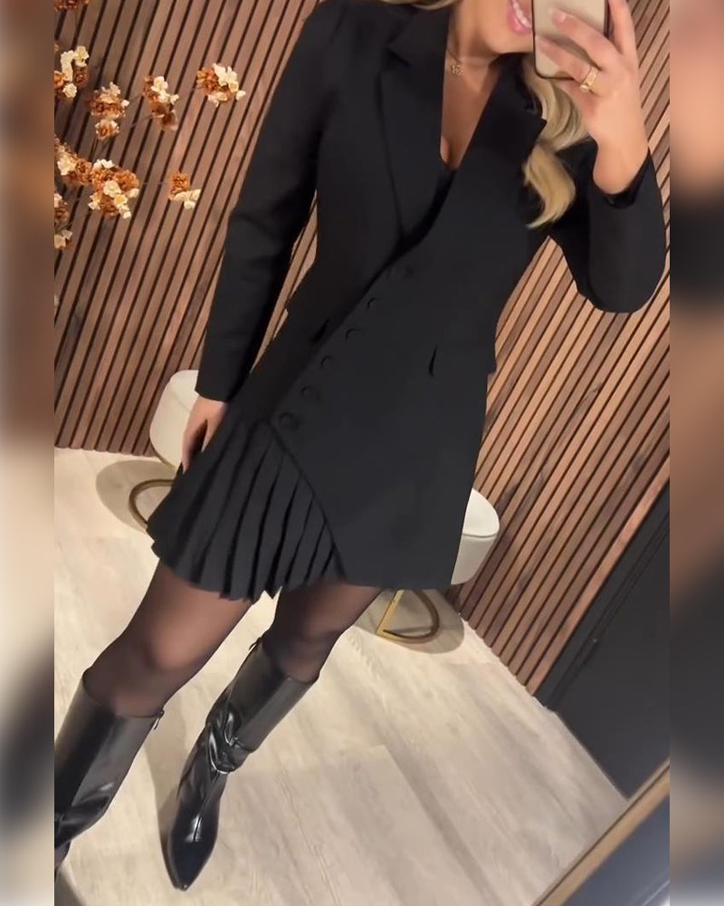 Robe Blazer Femme Chic Plissée - Linda