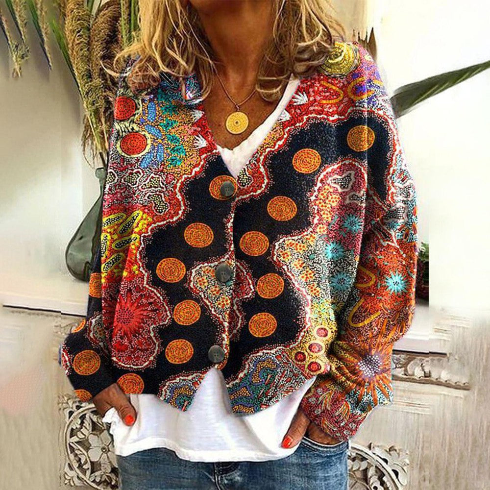 Camille - Cardigan Élégant Vintage Imprimé