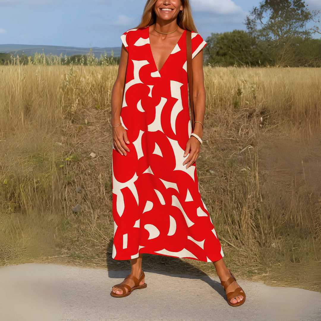Florence - Robe Longue Bohème Fluide Col V