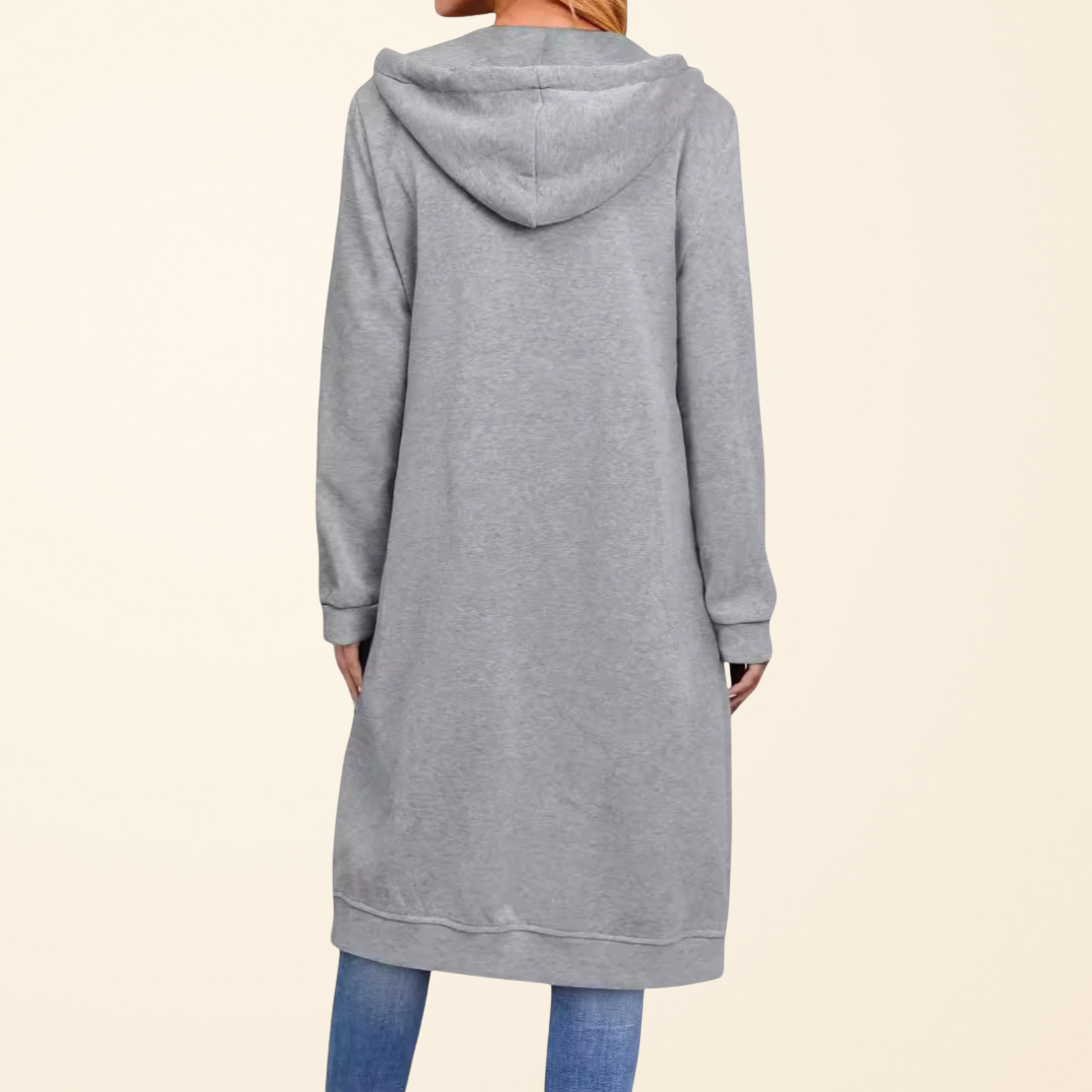 Sophie - Cardigan Chic Long Zippé à Capuche