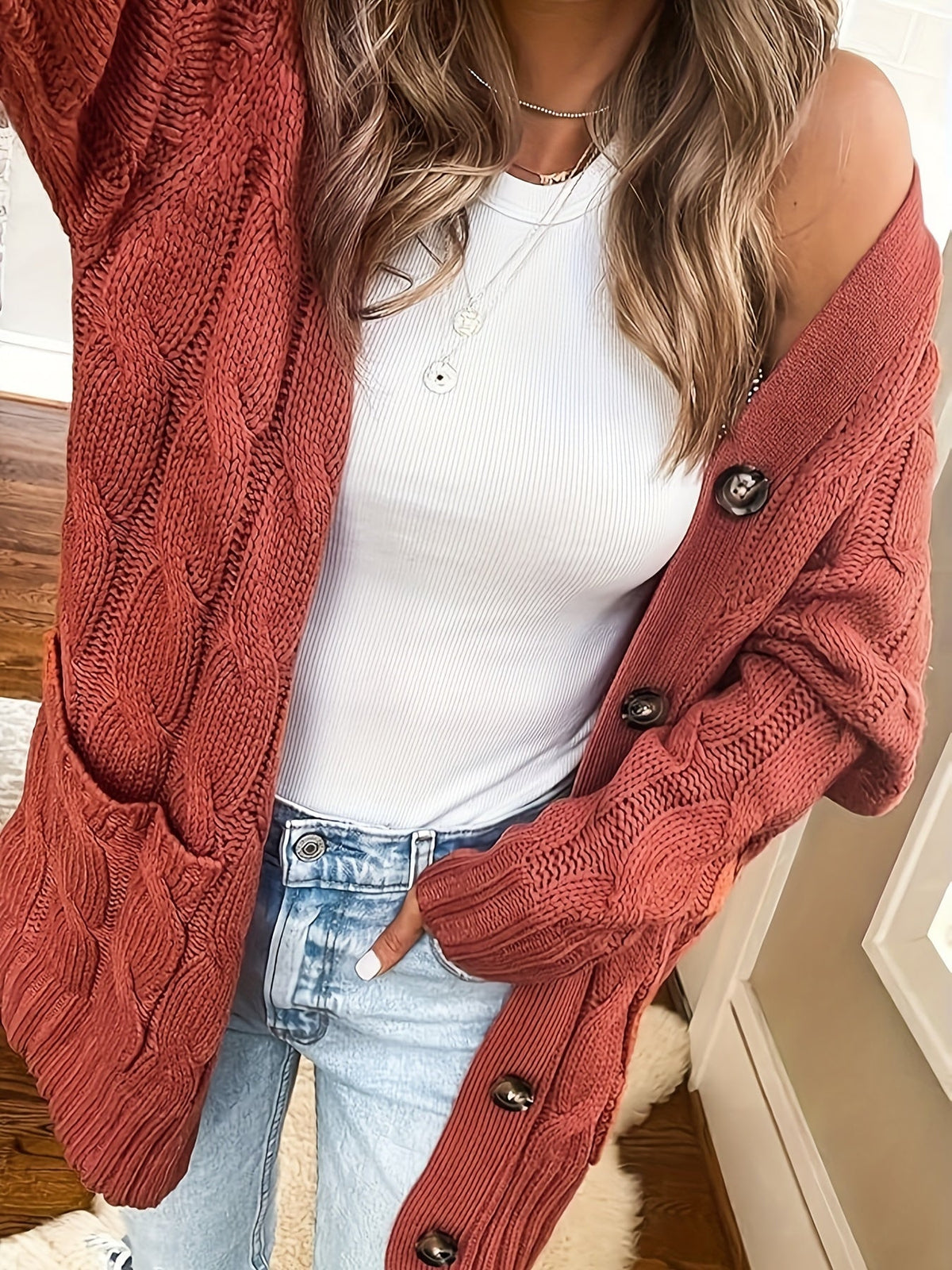 Isabelle - Cardigan Élégant Oversize Torsadé