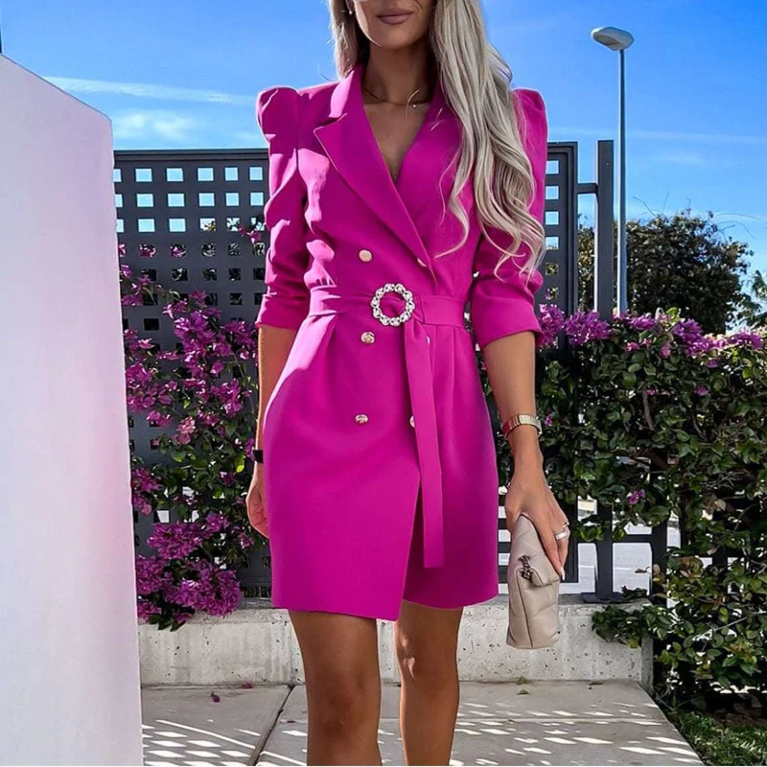 Ludivine - Robe Style Marin Avec Ceinture Réglable - Coupe Classique, Lin, Femme