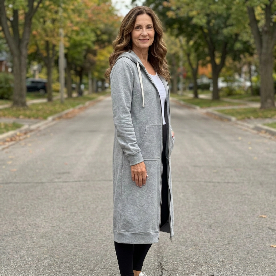 Sophie - Cardigan Chic Long Zippé à Capuche