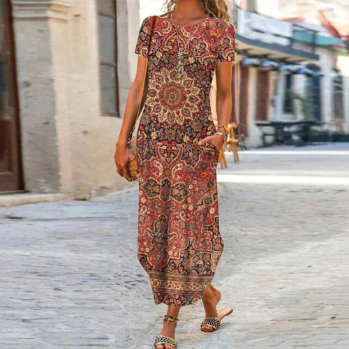 Lucinde - Robe Maxi Longue Avec Imprimé Vif Et Design Élégant