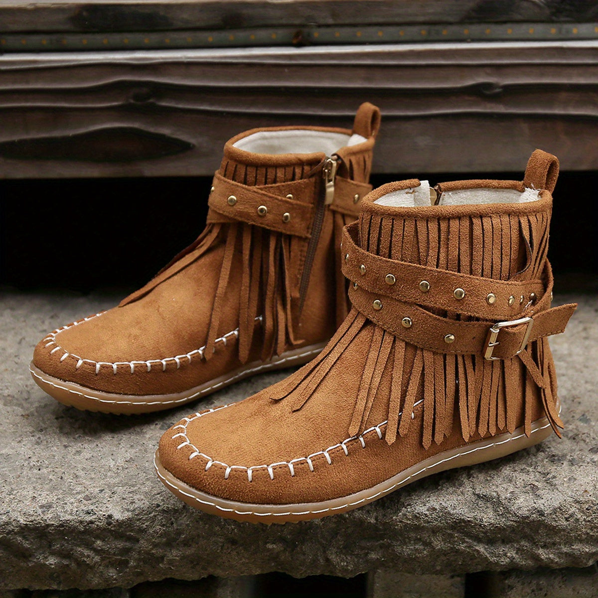 Aurélie - Bottines Chic Franges Boucle