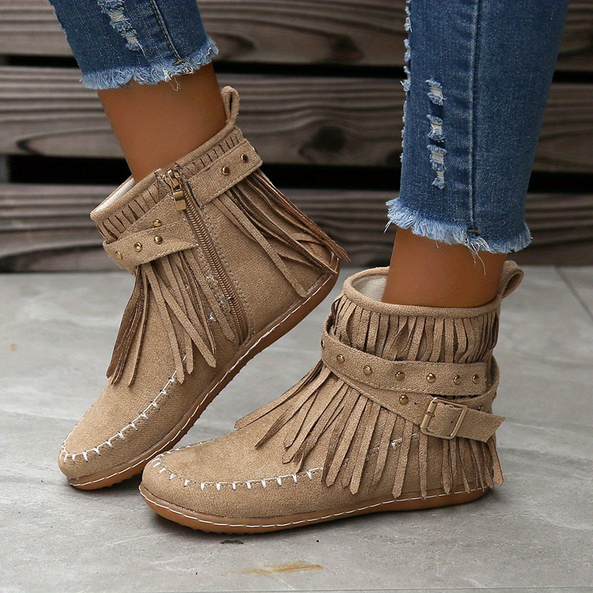 Aurélie - Bottines Chic Franges Boucle