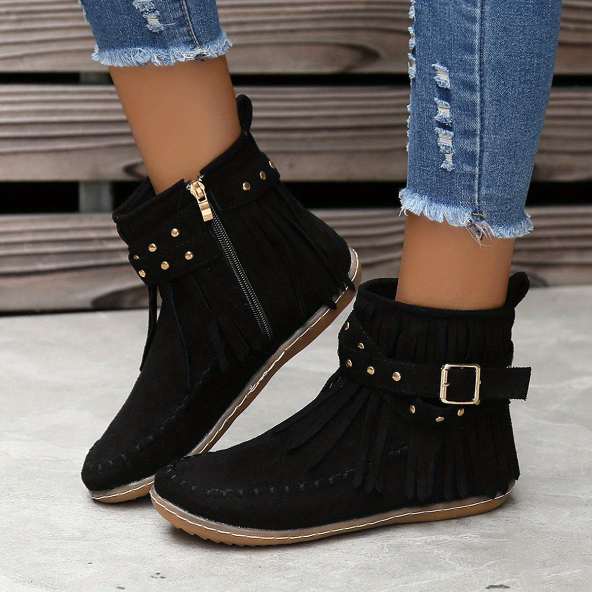 Aurélie - Bottines Chic Franges Boucle