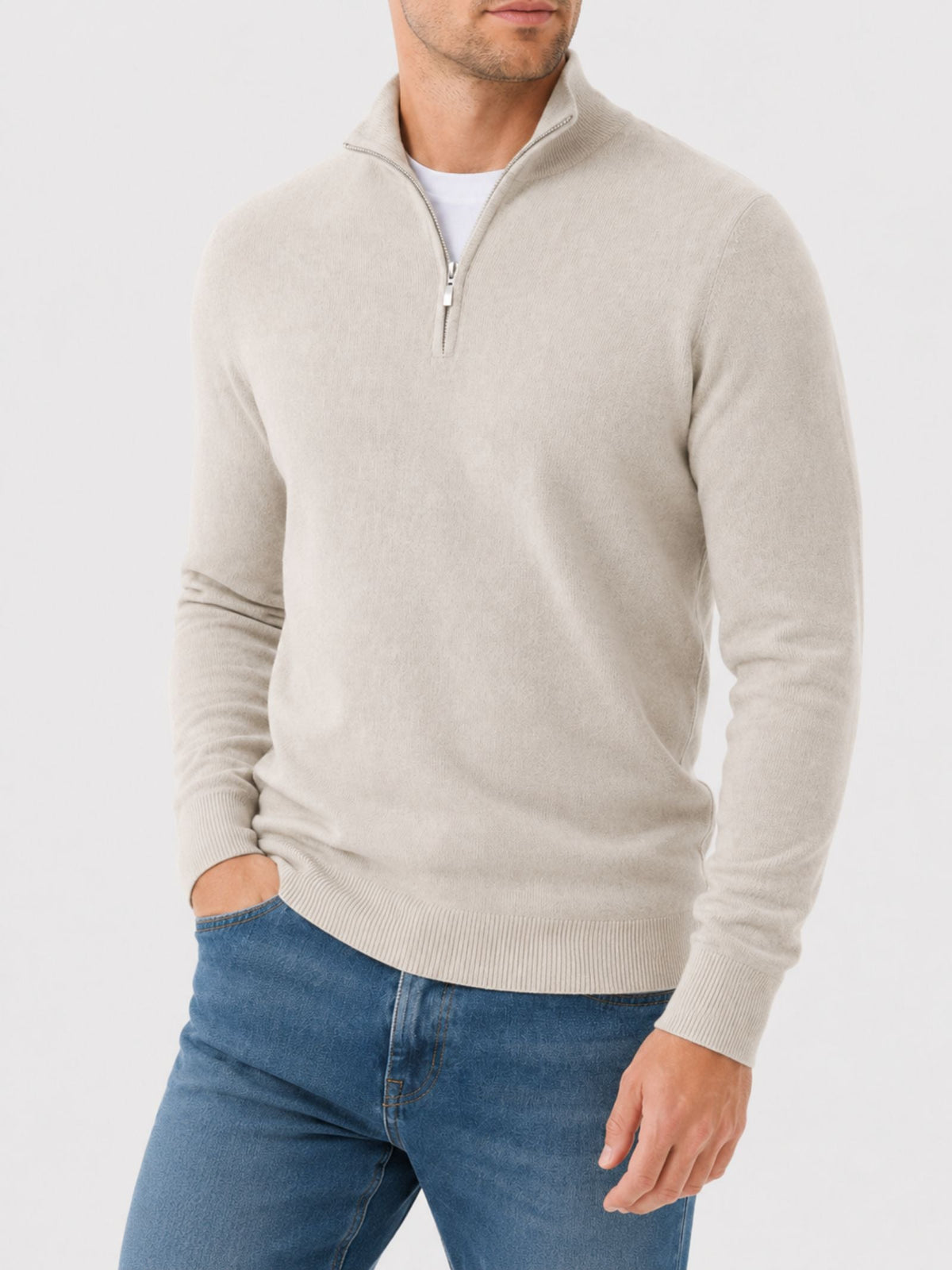 Julien - Pull Élégant Col Zippé Laine