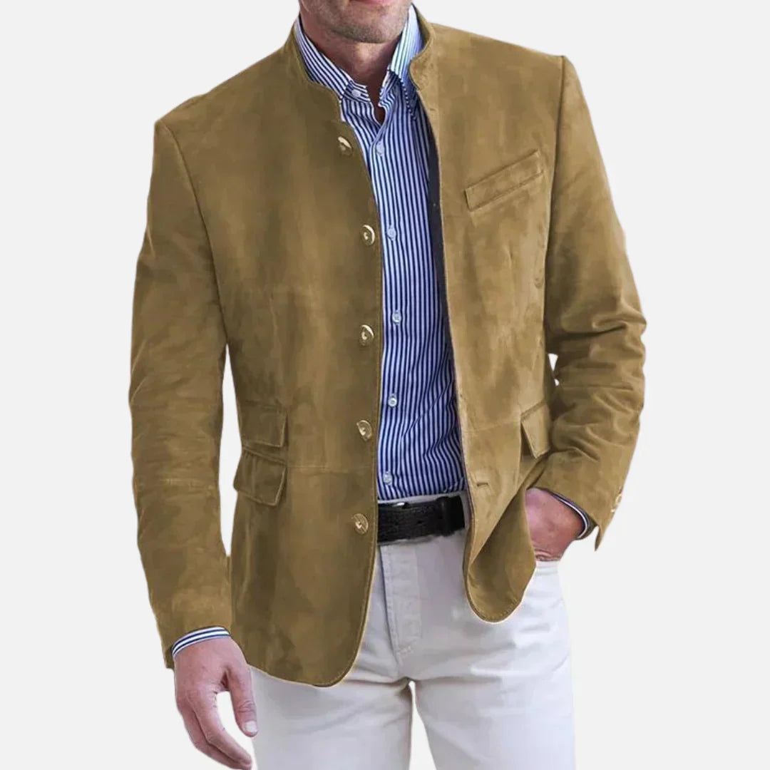 Maxime | Blazer Chic Suédine Col Officier