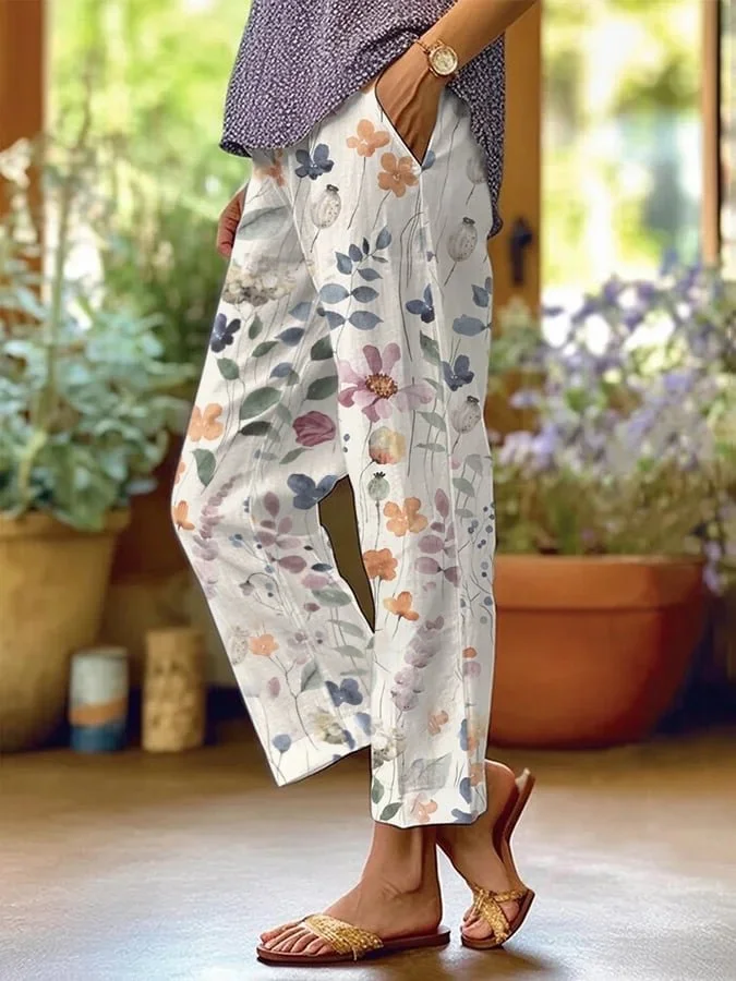 Louise – Pantalon Ample Avec Imprimé Fleuri, Parfait Pour Un Look Décontracté