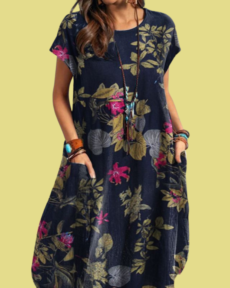 Fleur - Robe Vintage Rétro Avec Imprimé Floral
