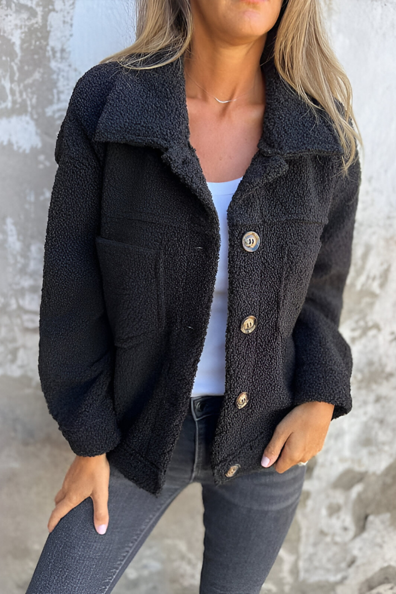 Adèle | Veste Élégante Teddy Col Chemise