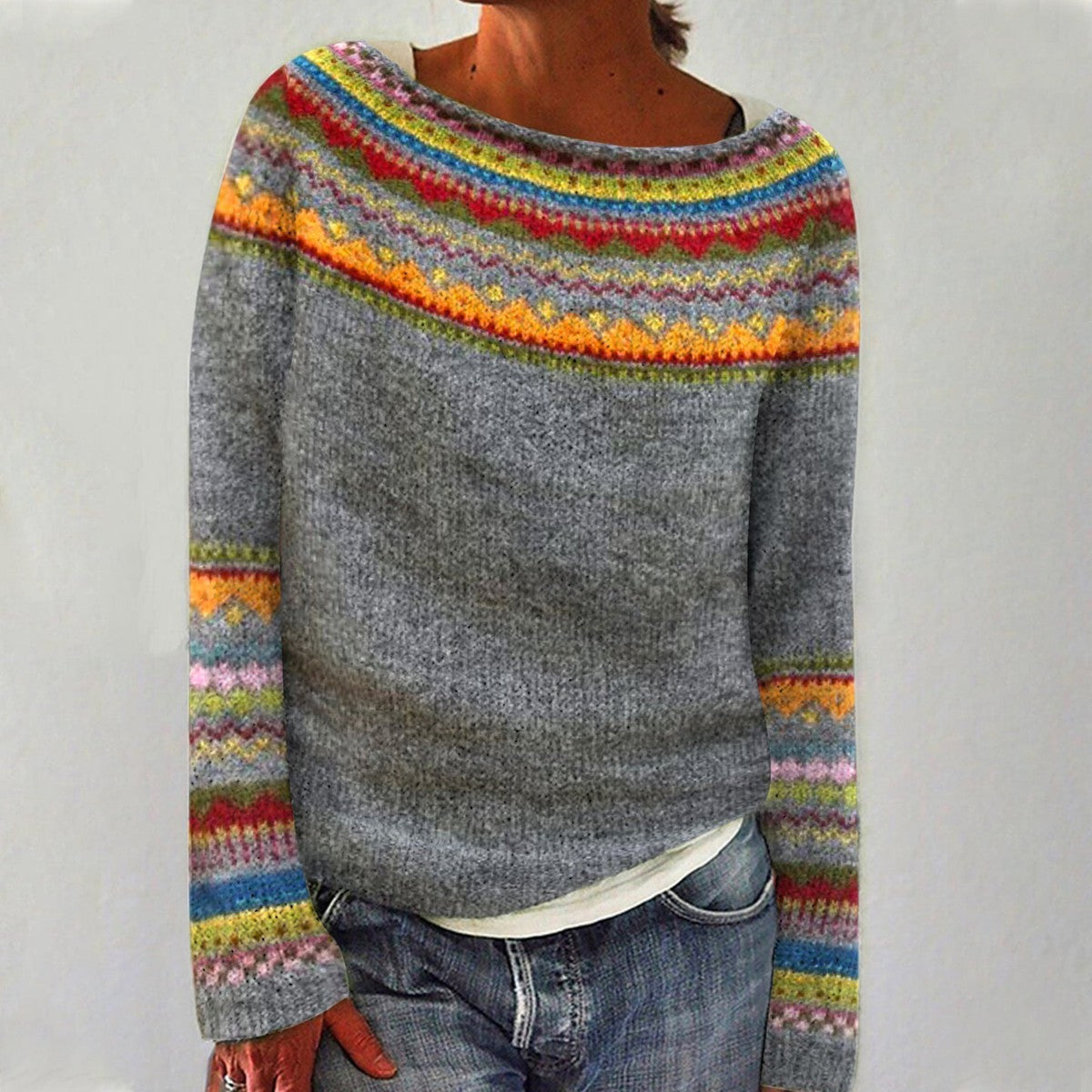 Marguerite - Pull Chic Vintage Imprimé