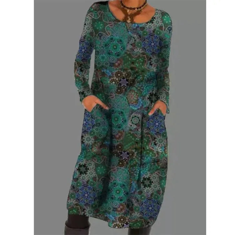 Aurélie - Robe Imprimée Vintage Au Charme Rétro