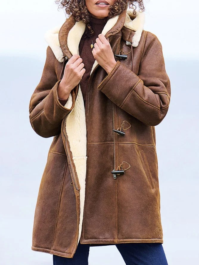 Hélène | Manteau Chic Daim Doublé Sherpa
