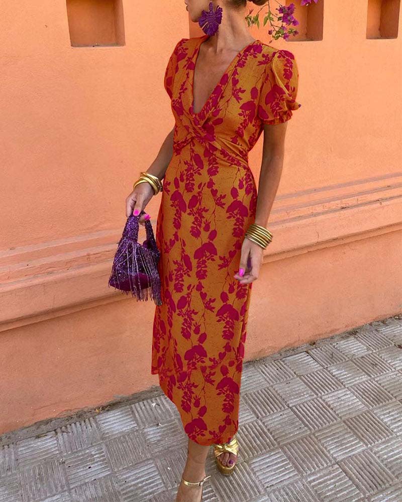 Robe Longue Femme Fleurie Cache-Cœur - Julia