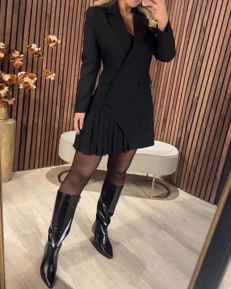 Robe Blazer Femme Chic Plissée - Linda