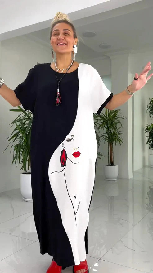 Sabine - Robe Longue Femme Ample Imprimée