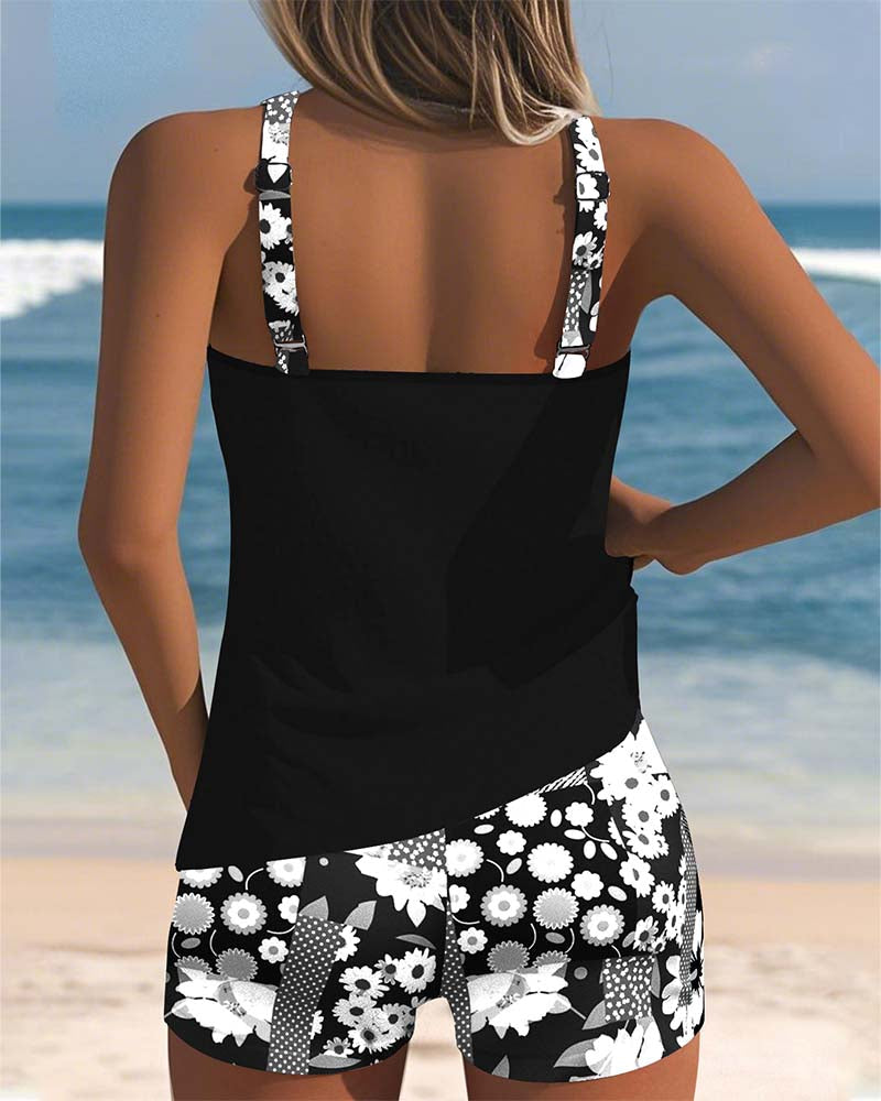 Léa - Tankini Élégant Fleuri Avec Short