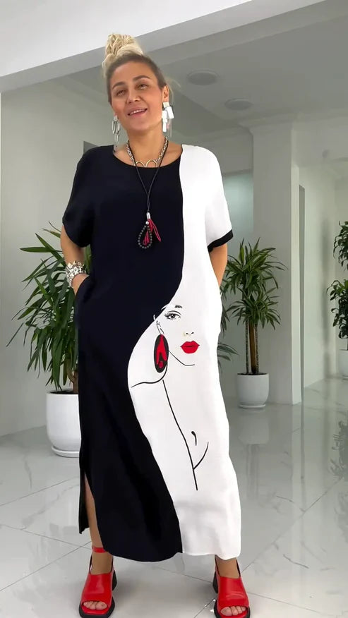 Sabine - Robe Longue Femme Ample Imprimée