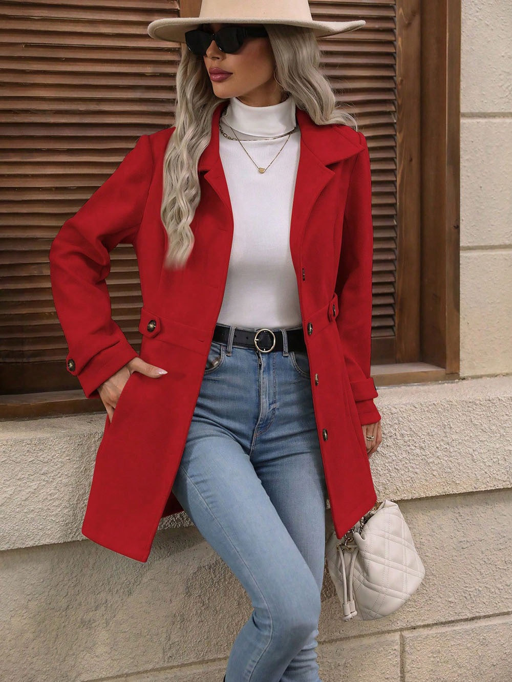 Catherine | Manteau Élégant Mi-Long Ceinturé