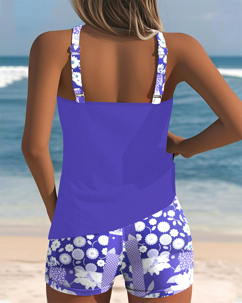 Léa - Tankini Élégant Fleuri Avec Short