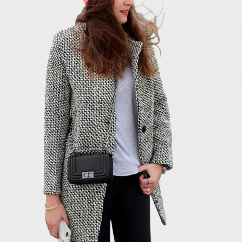 Sophie | Manteau Chic Mi-Long Pied-de-Poule