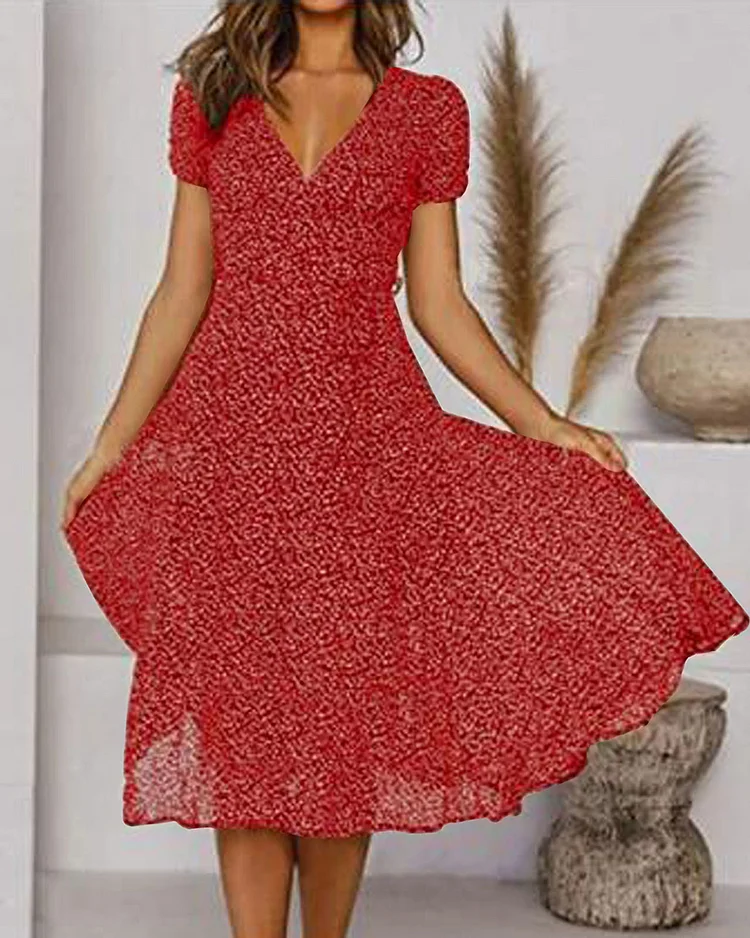 Thérèse - Robe En Mousseline Avec Imprimé Floral Et Col En V Élégant