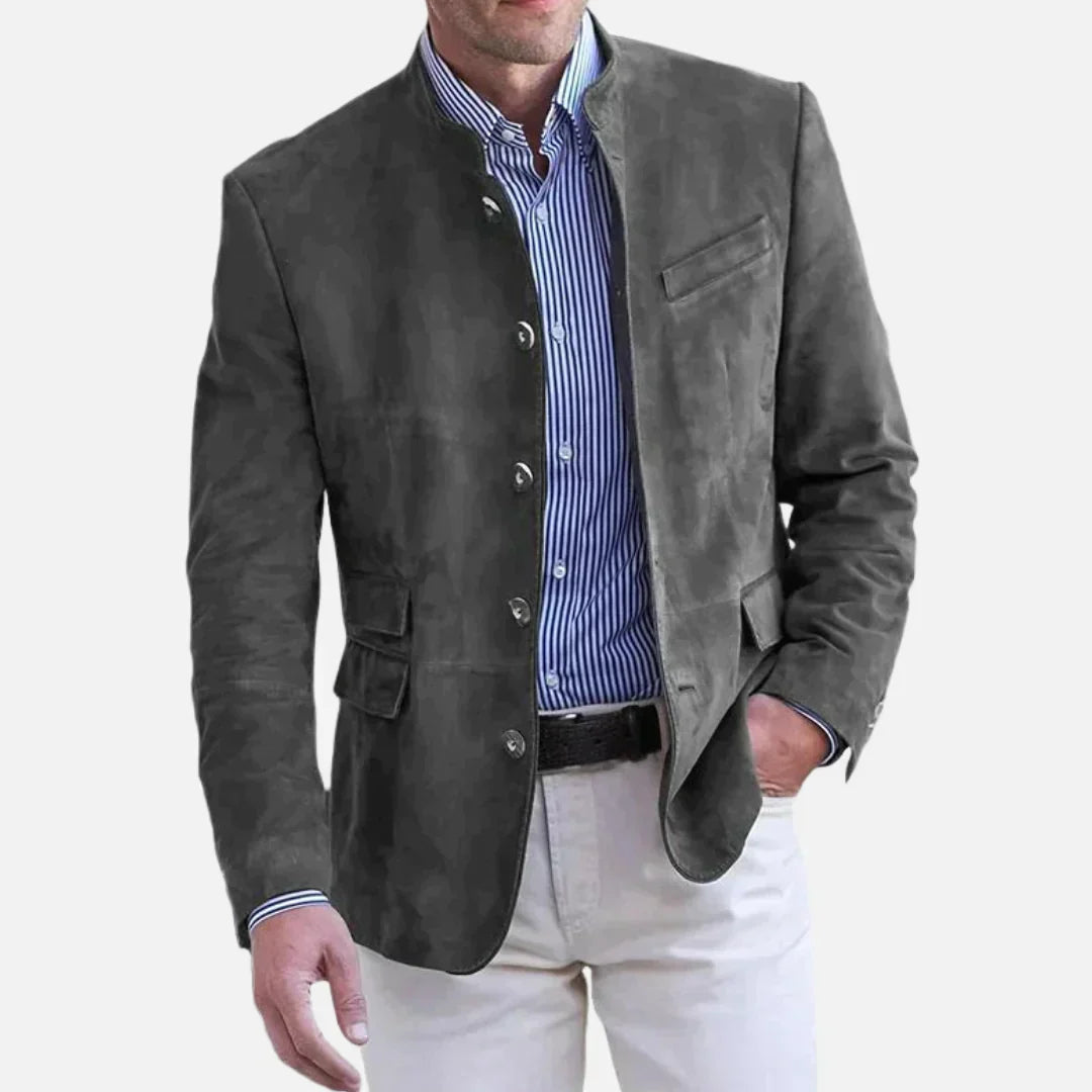 Maxime | Blazer Chic Suédine Col Officier