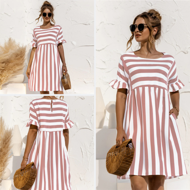 Nathalie - Robe Rayée d'Été Chic