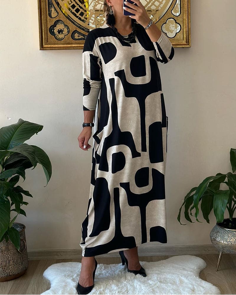 Isolde - Robe Ample Élégante Avec Manches Longues - Coupe Oversize, Coton, Femme