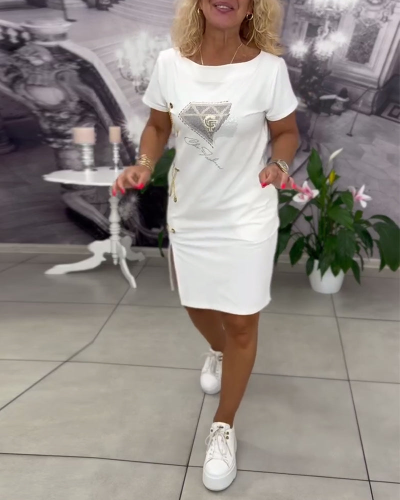 Stéphanie - Robe T-Shirt À Fente Décontractée