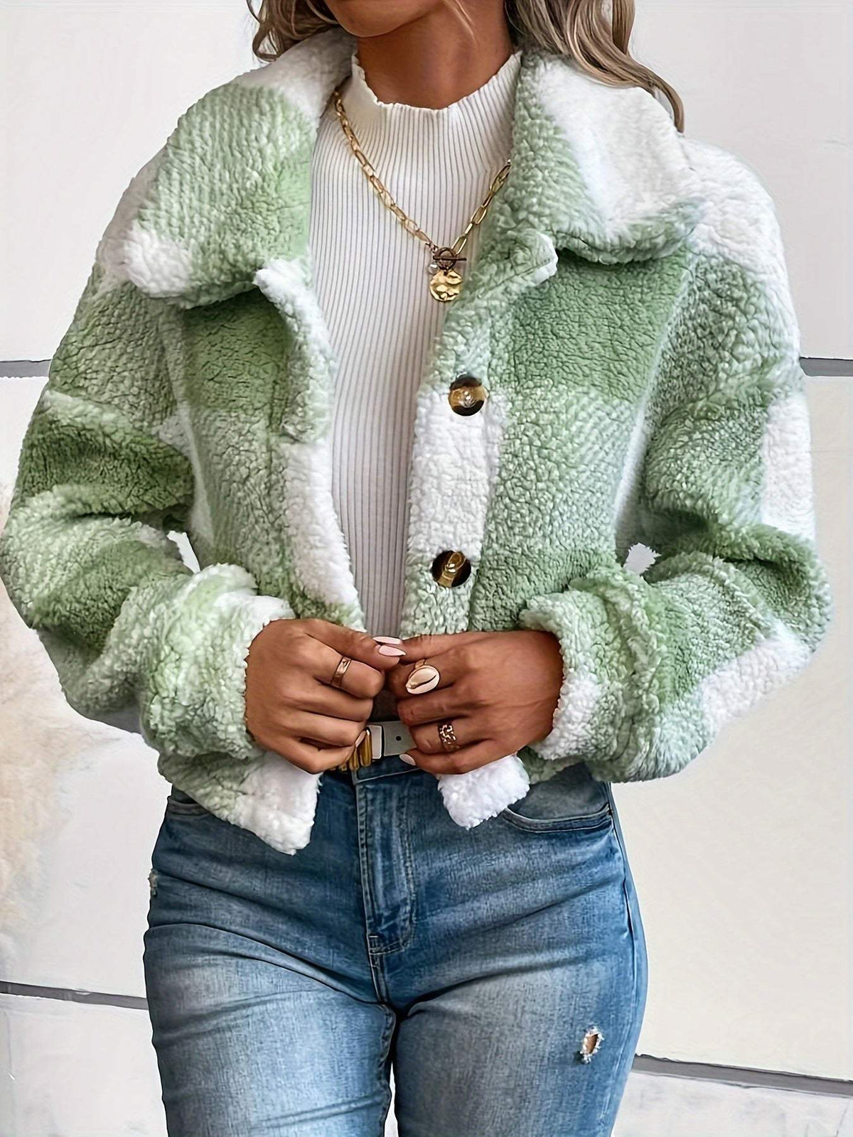 Priya - Manteau Chic Vichy Sherpa