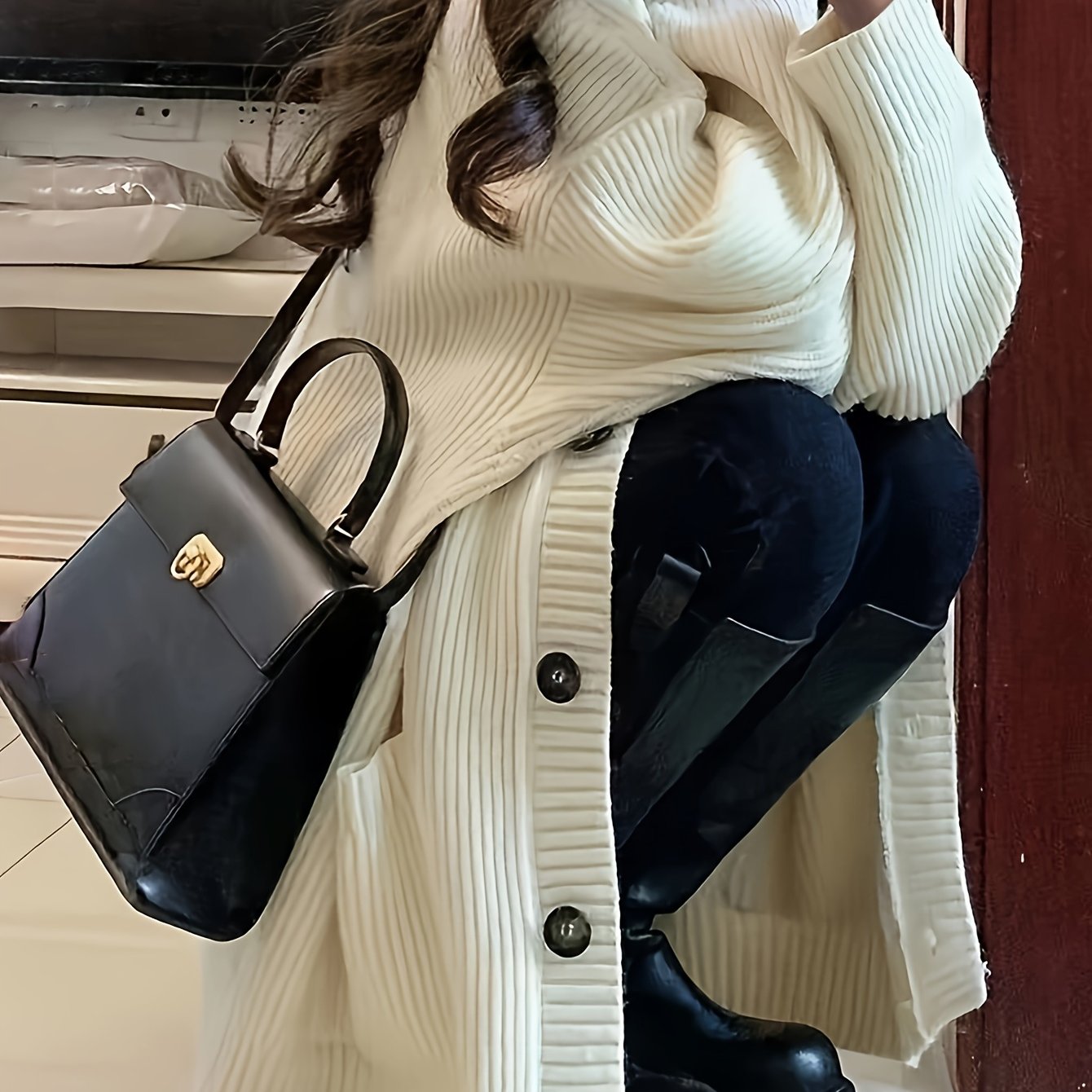 Karine - Cardigan Élégant Oversize Grosse Maille