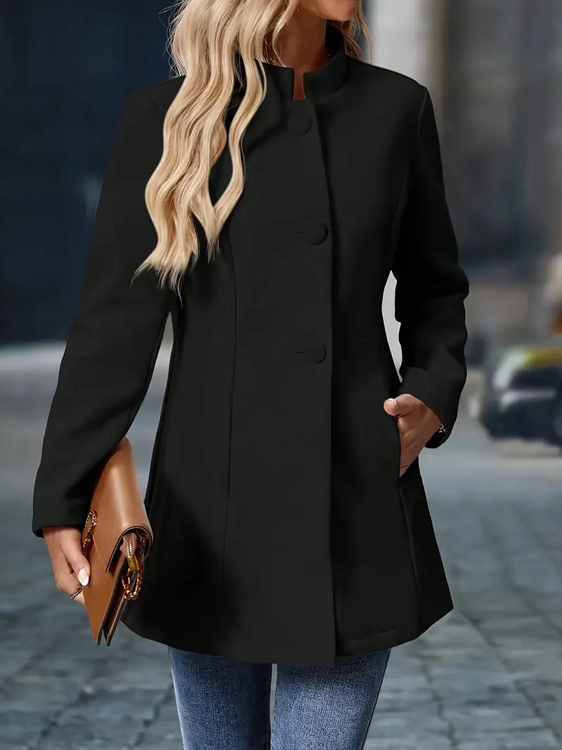 Valérie - Veste Élégante Boutonnée Col Montant