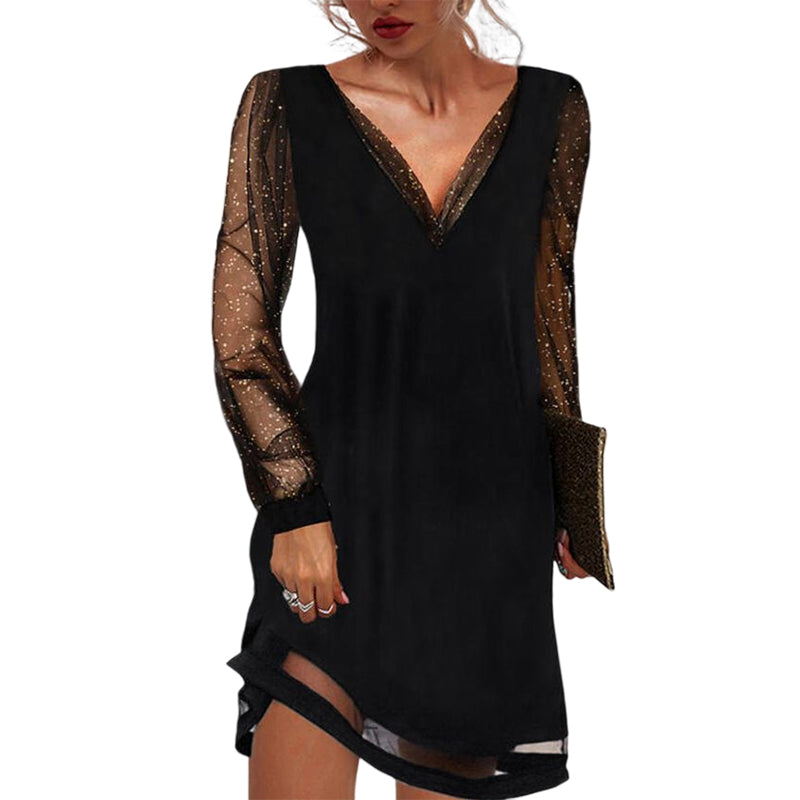 Mathilde - Robe De Soirée Élégante Manches Paillettes Femme
