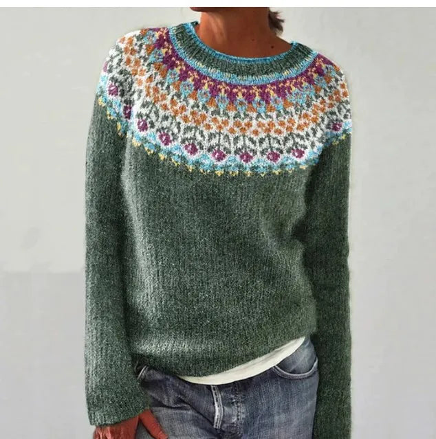 Marguerite - Pull Chic Vintage Imprimé