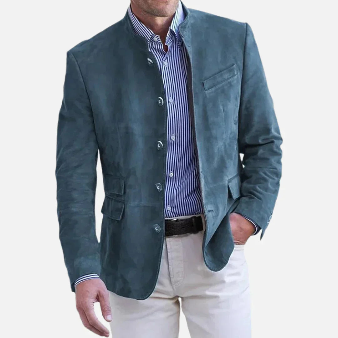 Maxime | Blazer Chic Suédine Col Officier