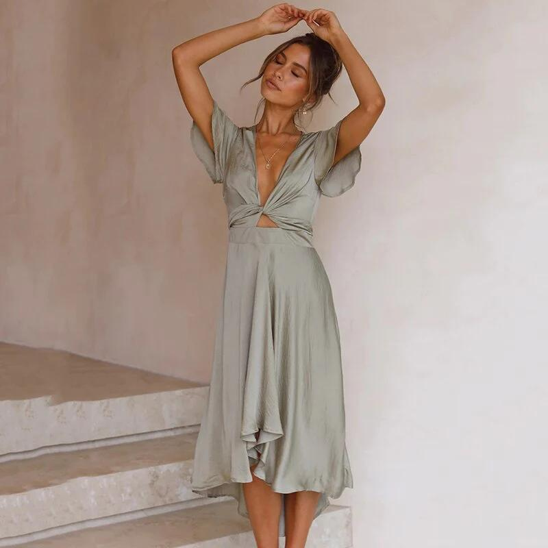 Robe Midi Femme Fluide Élégante - Claire