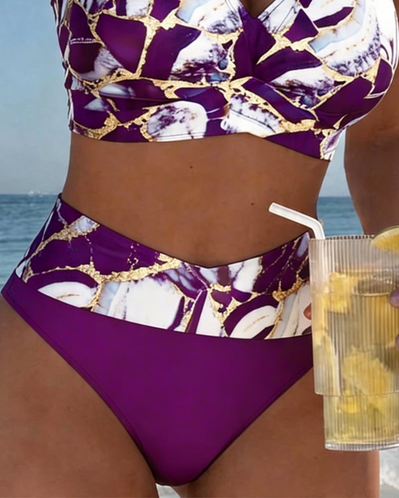 Inès - Bikini Taille Haute Sexy Imprimé